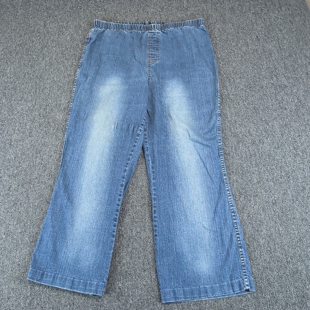 Avenue Blues Women Jeans 16W Cotton Spandex Blue Vintage‎ Pull On Wide Leg Pants